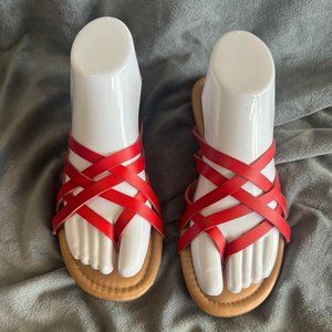 Torrid Red Criss Cross Flip Flops - Size 7W
